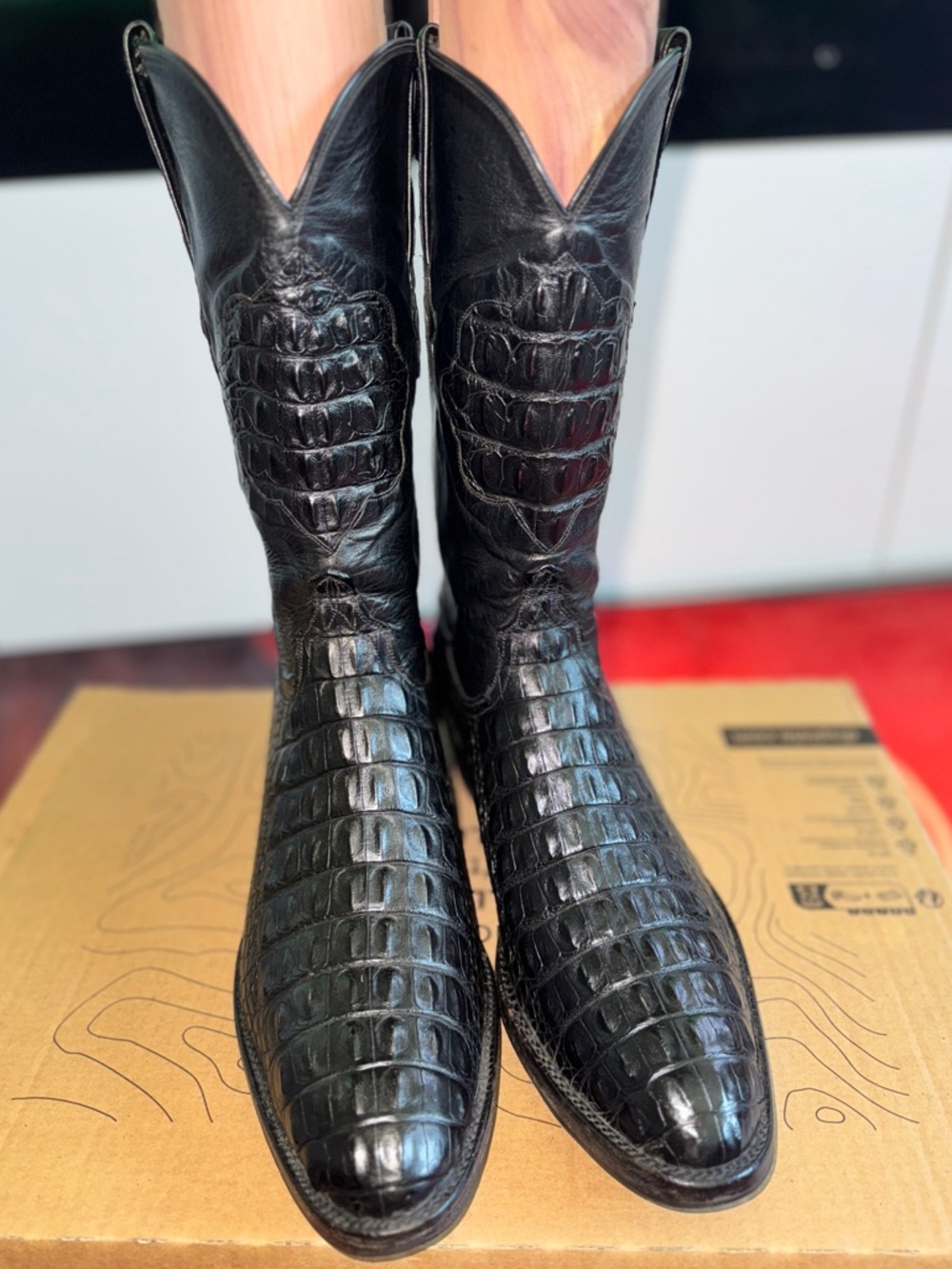 Lucchese Classics Exotic Cut Alligator Cowboy Western Boots 11 D Black L1021